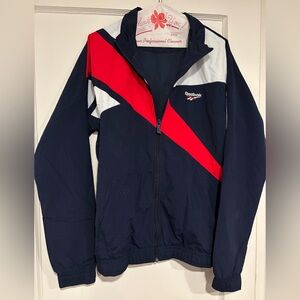 Reebok Navy and Red Windbreaker Jacket Mens Small